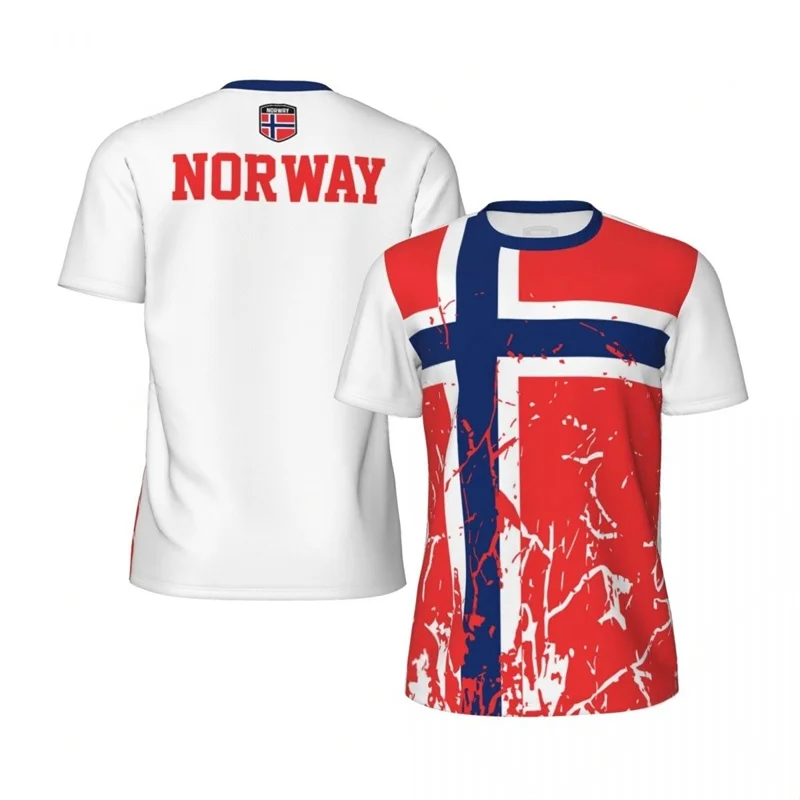 Norway Graphic Men's T-shirt Fashion Sports Loose Short Sleeve Summer New Design 3D Printed Fitness Tees Football T Shirts