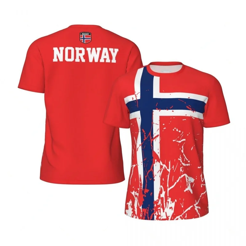 Norway Graphic Men's T-shirt Fashion Sports Loose Short Sleeve Summer New Design 3D Printed Fitness Tees Football T Shirts