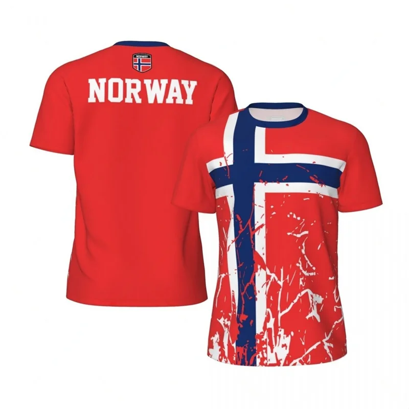 Norway Graphic Men's T-shirt Fashion Sports Loose Short Sleeve Summer New Design 3D Printed Fitness Tees Football T Shirts