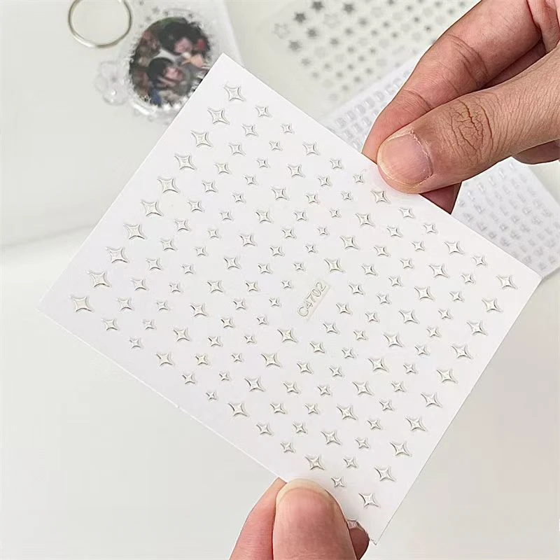 3pcs Silver Star Stickers DIY Scrapbooking Journal Album Decor Stickers Aesthetic Letters Starburst Stickers Korean Stationery