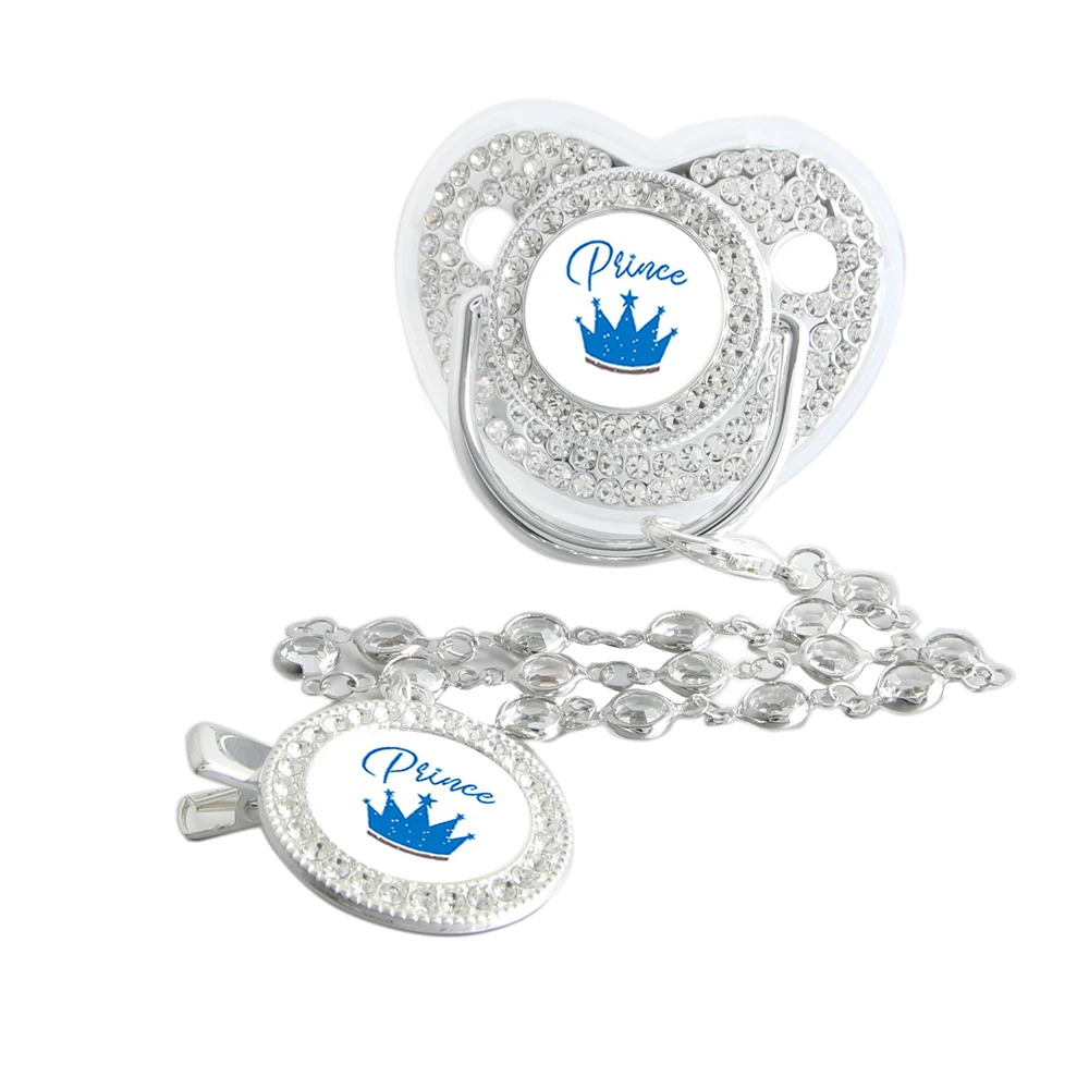 Bling Princess Pacifier With Gem Luxury Weaning Pacifier Baby Nipple With Chain Clip Newborn Prince Baby Dummy Soother