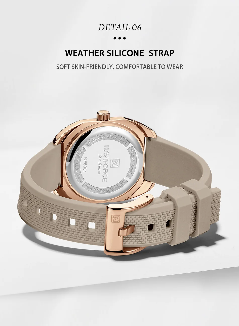 NAVIFORCE Fashion Women's Casual Elegant Simple Polygon Quartz Silicone Watch Gift for Women Wristwatch Casual Relogio Feminino