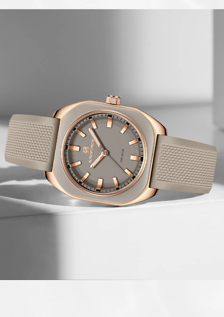 NAVIFORCE Fashion Women's Casual Elegant Simple Polygon Quartz Silicone Watch Gift for Women Wristwatch Casual Relogio Feminino