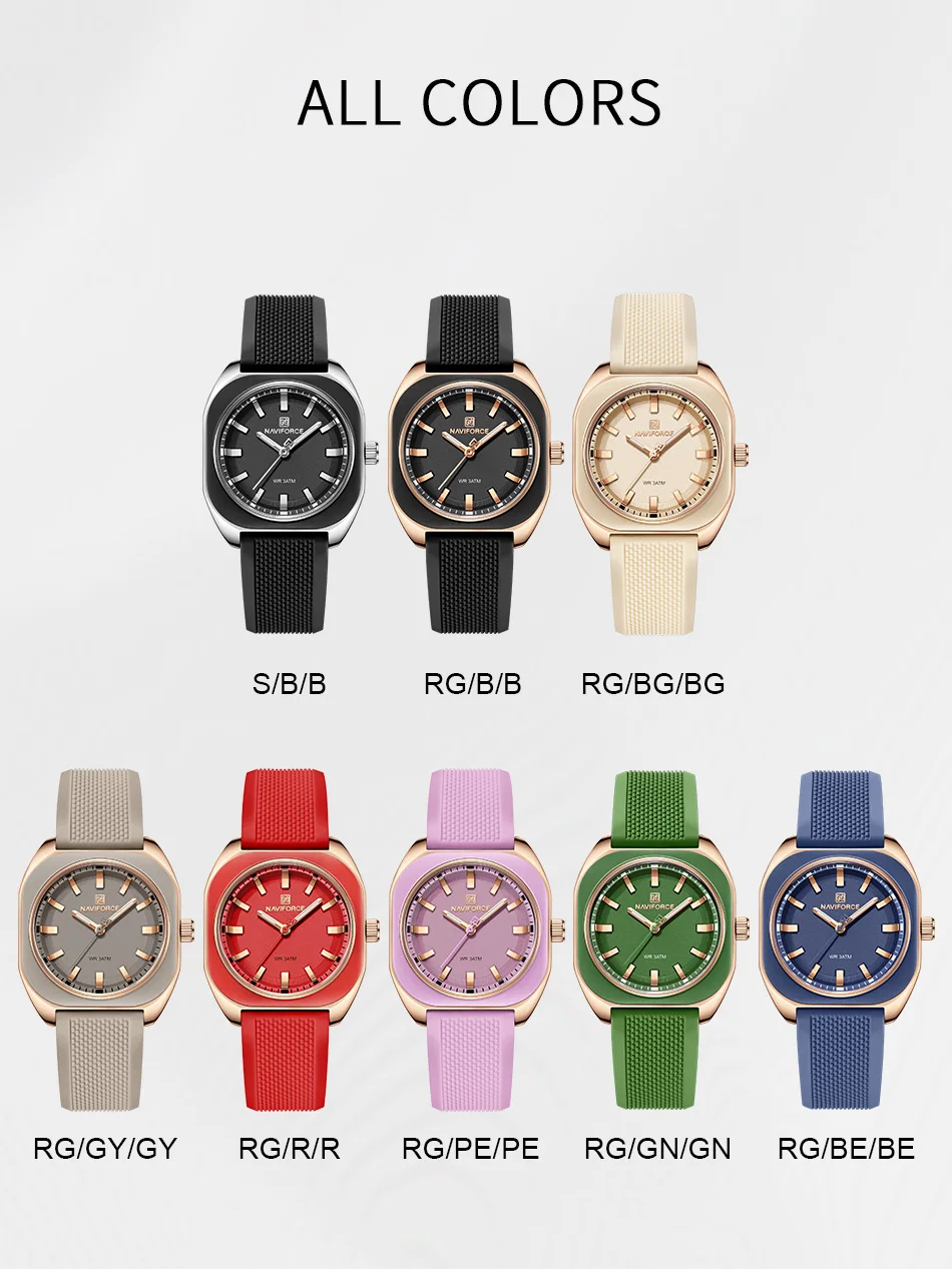 NAVIFORCE Fashion Women's Casual Elegant Simple Polygon Quartz Silicone Watch Gift for Women Wristwatch Casual Relogio Feminino