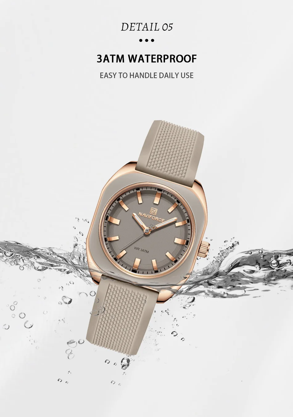 NAVIFORCE Fashion Women's Casual Elegant Simple Polygon Quartz Silicone Watch Gift for Women Wristwatch Casual Relogio Feminino