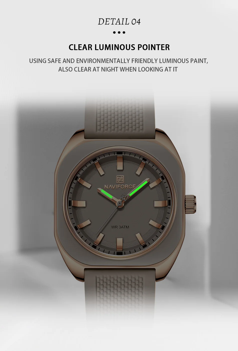 NAVIFORCE Fashion Women's Casual Elegant Simple Polygon Quartz Silicone Watch Gift for Women Wristwatch Casual Relogio Feminino