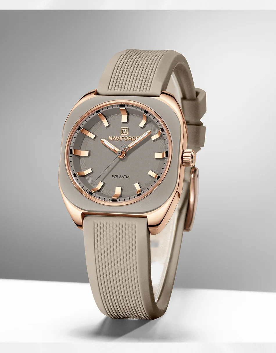NAVIFORCE Fashion Women's Casual Elegant Simple Polygon Quartz Silicone Watch Gift for Women Wristwatch Casual Relogio Feminino