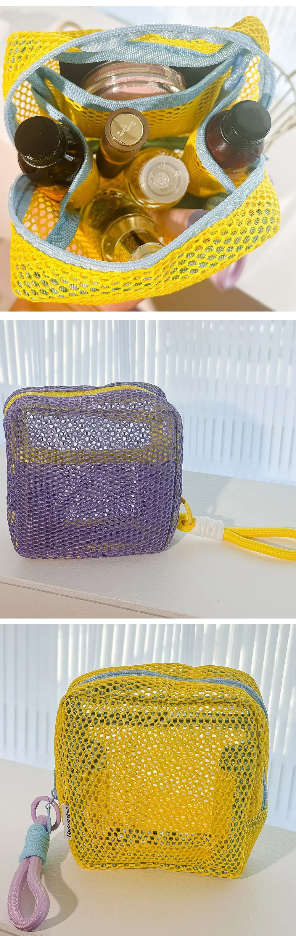 Storage Bag Dopamine Fashionable Trendy Travel Business Trip High-capacity Mesh Portable Makeup Bag Lipstick Earphone Coin Purse