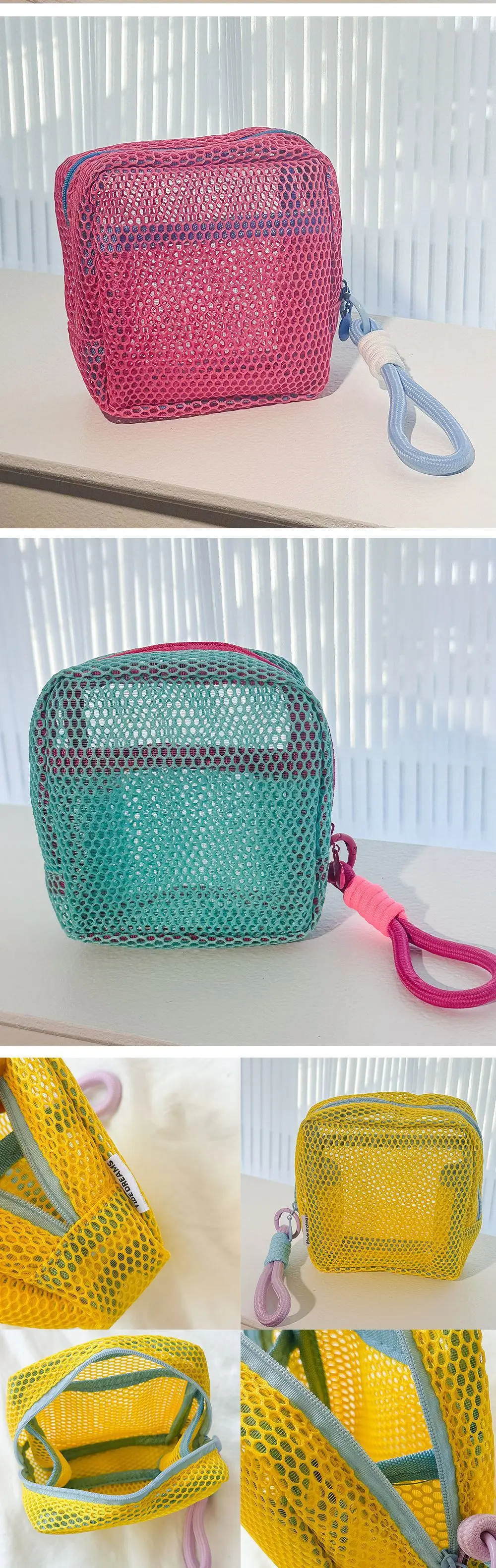 Storage Bag Dopamine Fashionable Trendy Travel Business Trip High-capacity Mesh Portable Makeup Bag Lipstick Earphone Coin Purse