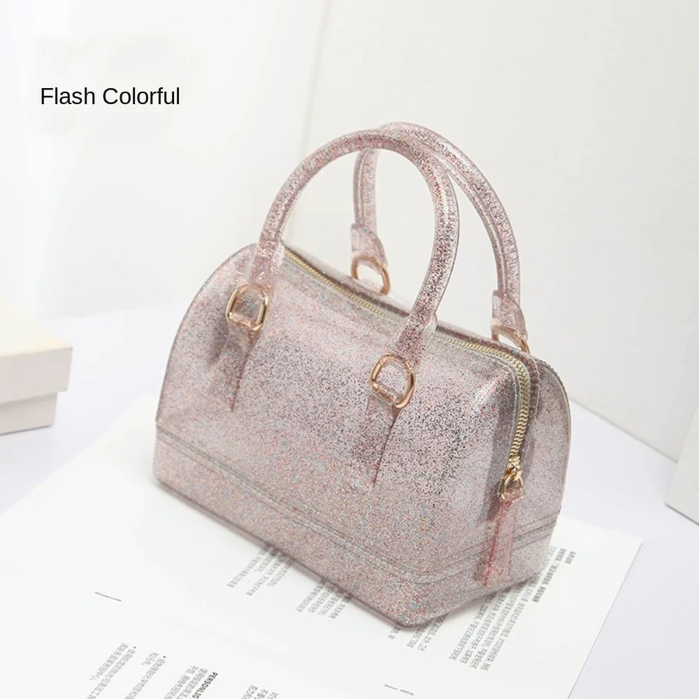 Portable PVC Jelly Crossbody Bags Candy Transparent Waterproof Shoulder Bag Handbag Women's Bucket Bag