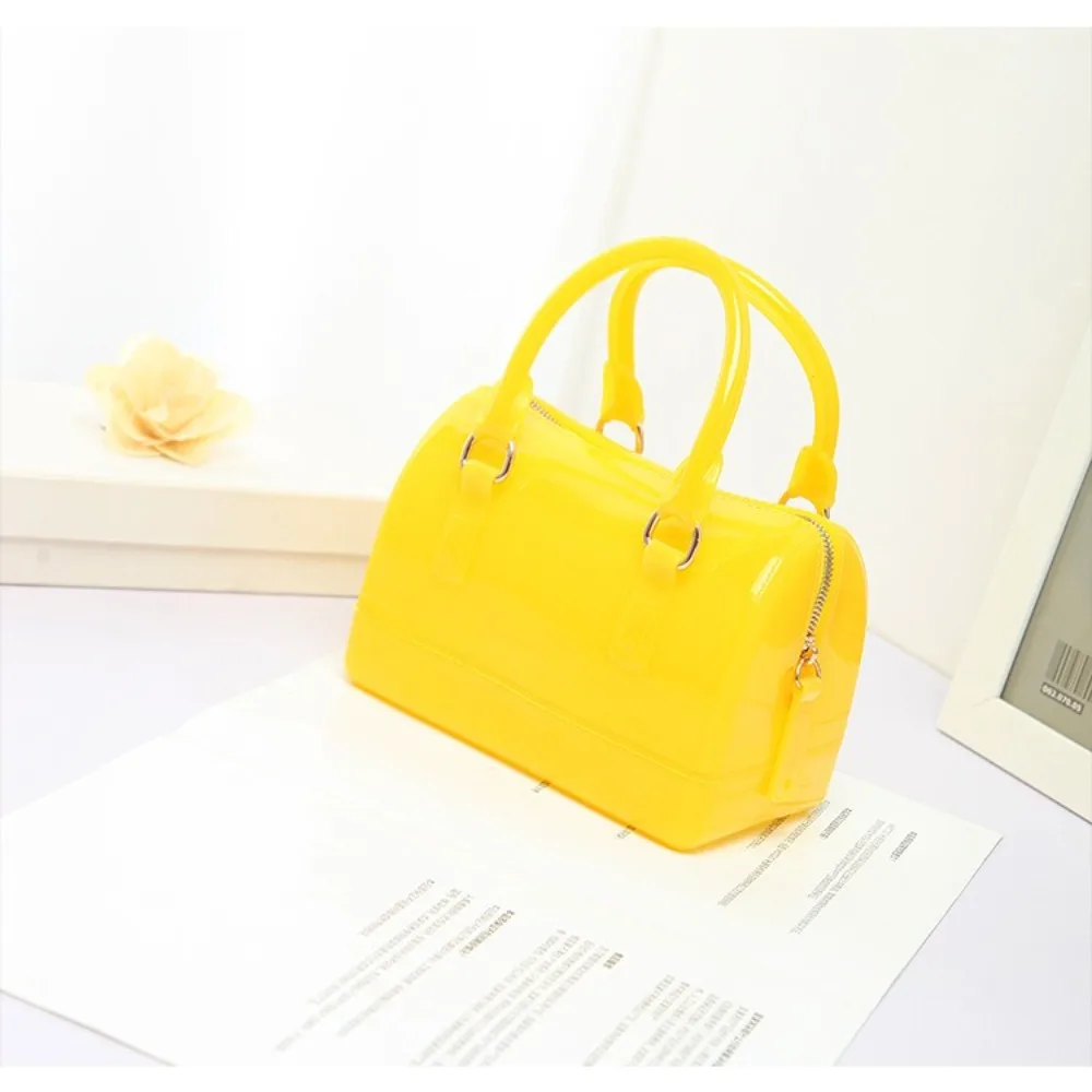 Portable PVC Jelly Crossbody Bags Candy Transparent Waterproof Shoulder Bag Handbag Women's Bucket Bag
