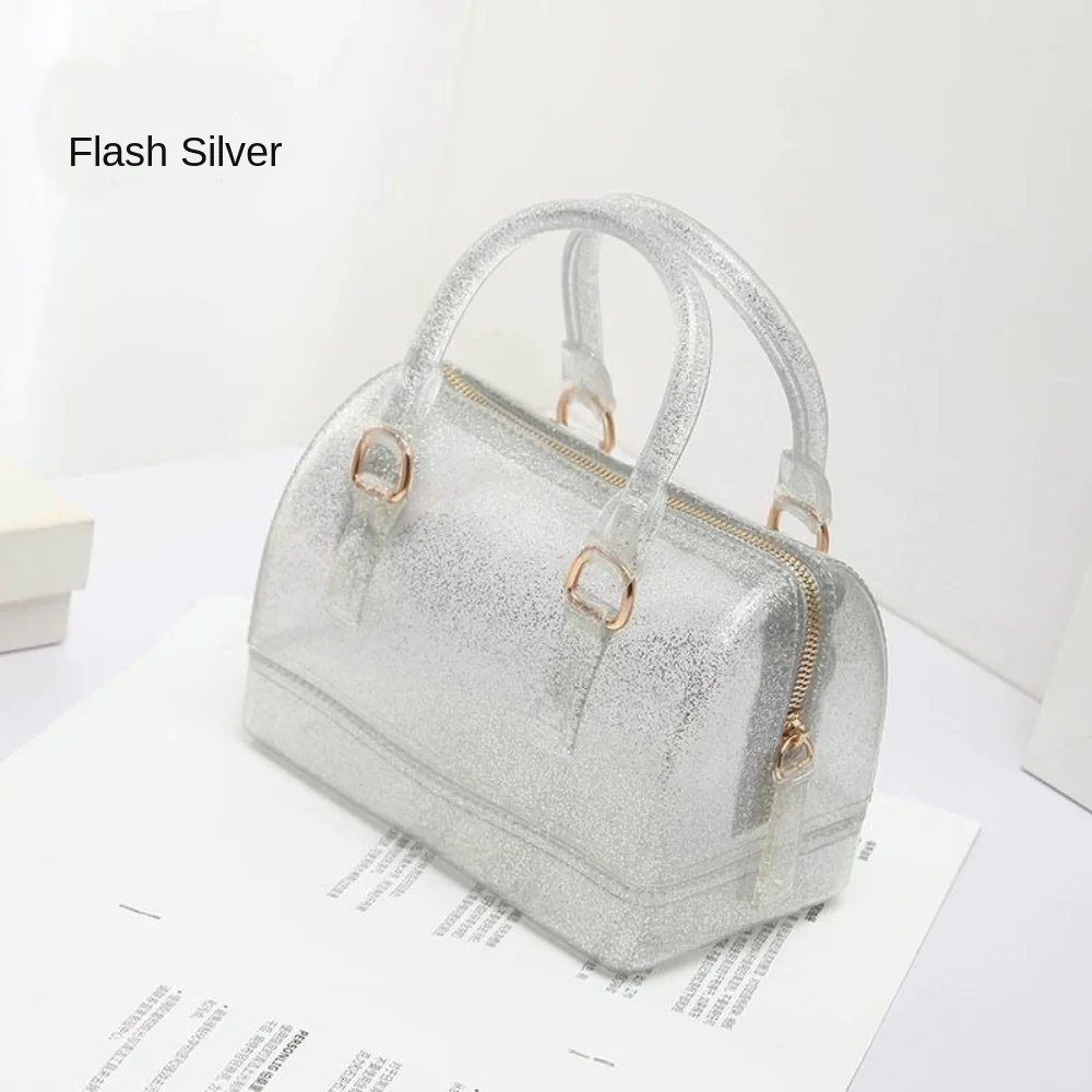 Portable PVC Jelly Crossbody Bags Candy Transparent Waterproof Shoulder Bag Handbag Women's Bucket Bag