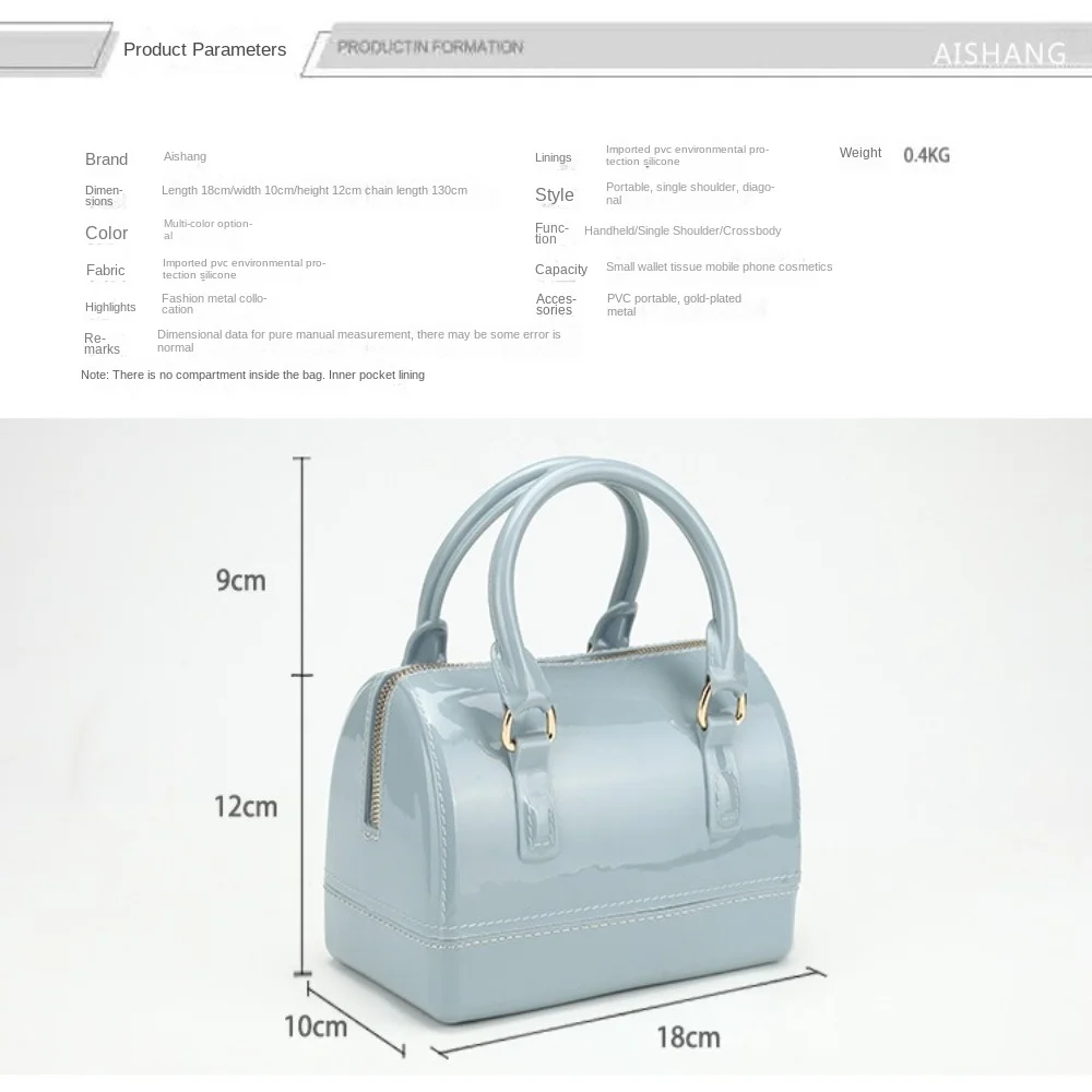 Portable PVC Jelly Crossbody Bags Candy Transparent Waterproof Shoulder Bag Handbag Women's Bucket Bag