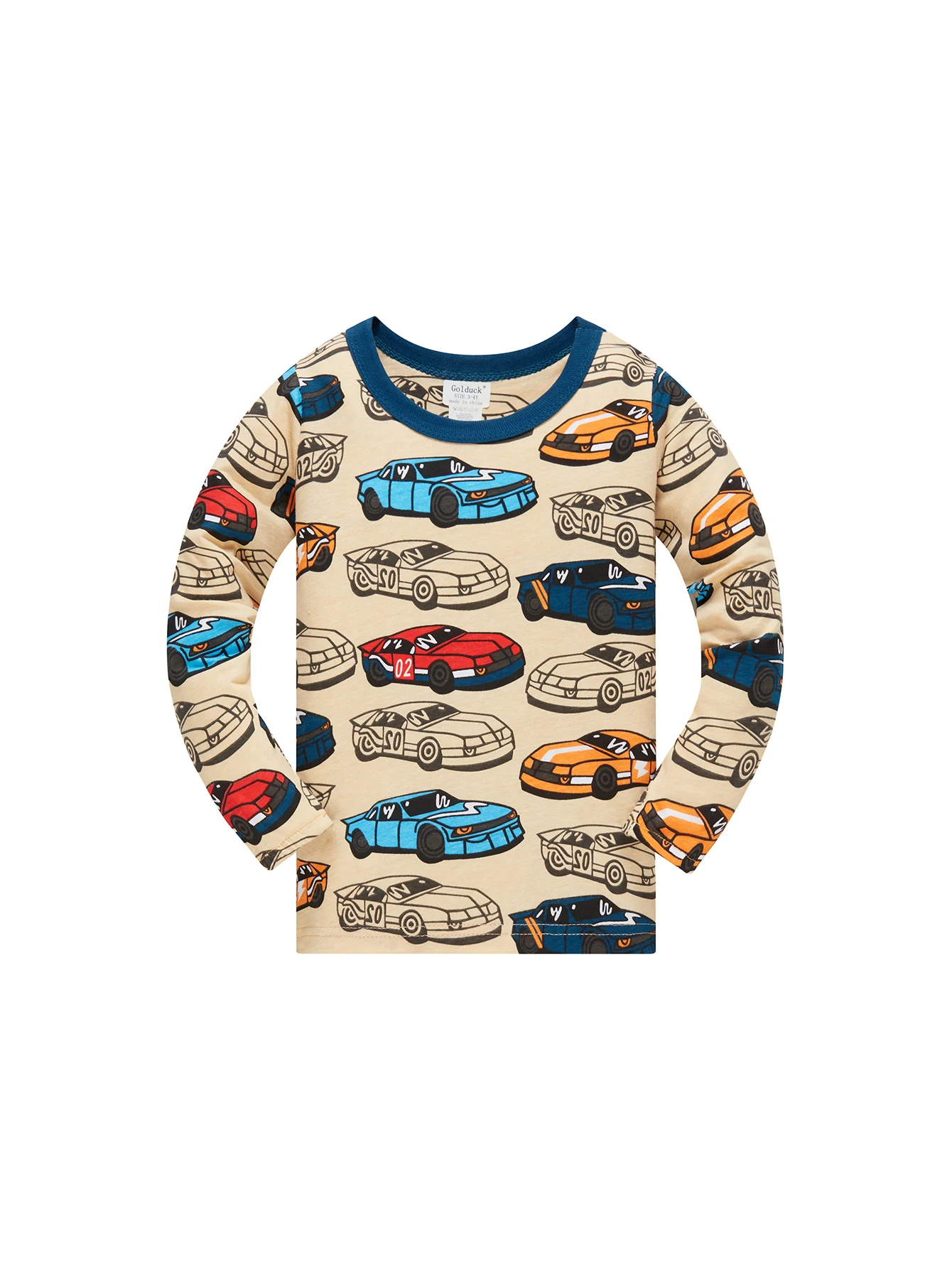 Children's Clothes 100% Cotton Pajama Set for Boys, Fully Printed Cartoon Car Children's Sleepwear Set for 1-8 Years