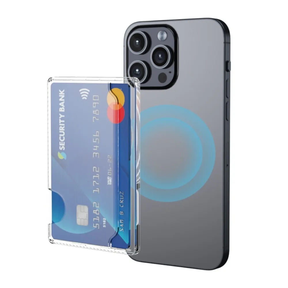 New Magnetic Clear Wallet Plastic Strong Adsorption Card Holder Portable Card Slots Cover for iPhone 16 15 Pro Max 14 13 12 Men