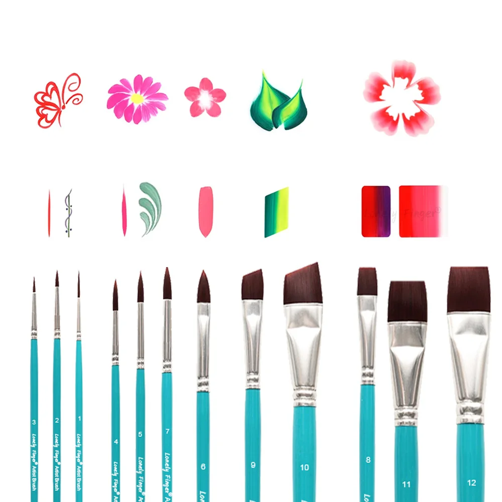 Face Paint Brushes, 12/24PCS Artist Acrylic Paint Brush Set for Face Body Shoe Painting, Ideal for Cosplay Party Stage Makeup