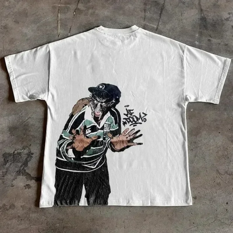 Sopula Vintage The Illest Villain Mf Doom Graphic Casual Street Basketball T-Shirt Harajuku Oversized T Shirt Graphic T Shirts