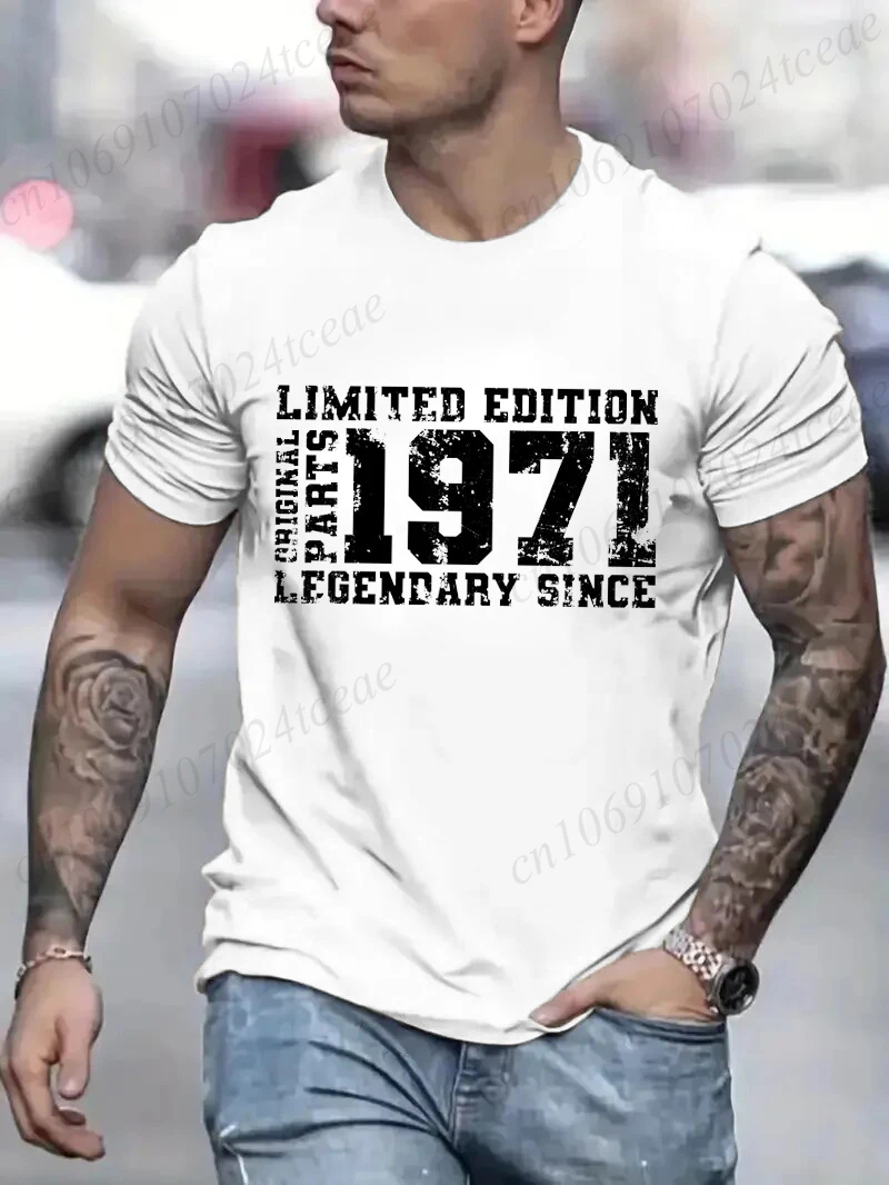 " LIMITED 1971 EDITION" Letters Print Casual Crew Neck Short Sleeve Tops for Men, Fashion Casual Summer T-Shirt Birthday Gifts