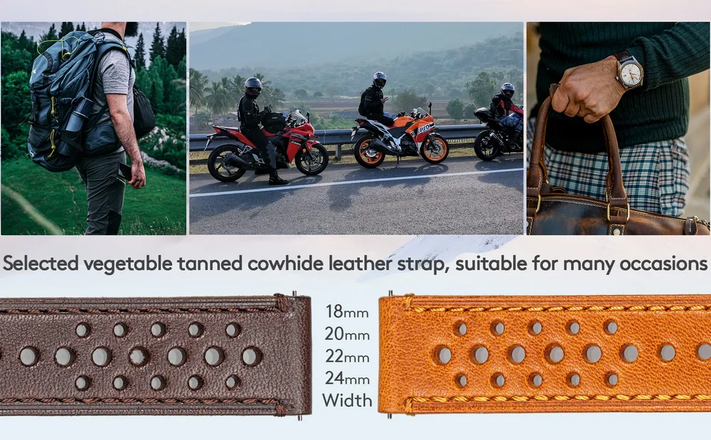 Hemsut Genuine Leather Watch Band Quick Release Italian Cowhide Rrist Straps For Man Soft Breathable 18 20 22 24mm