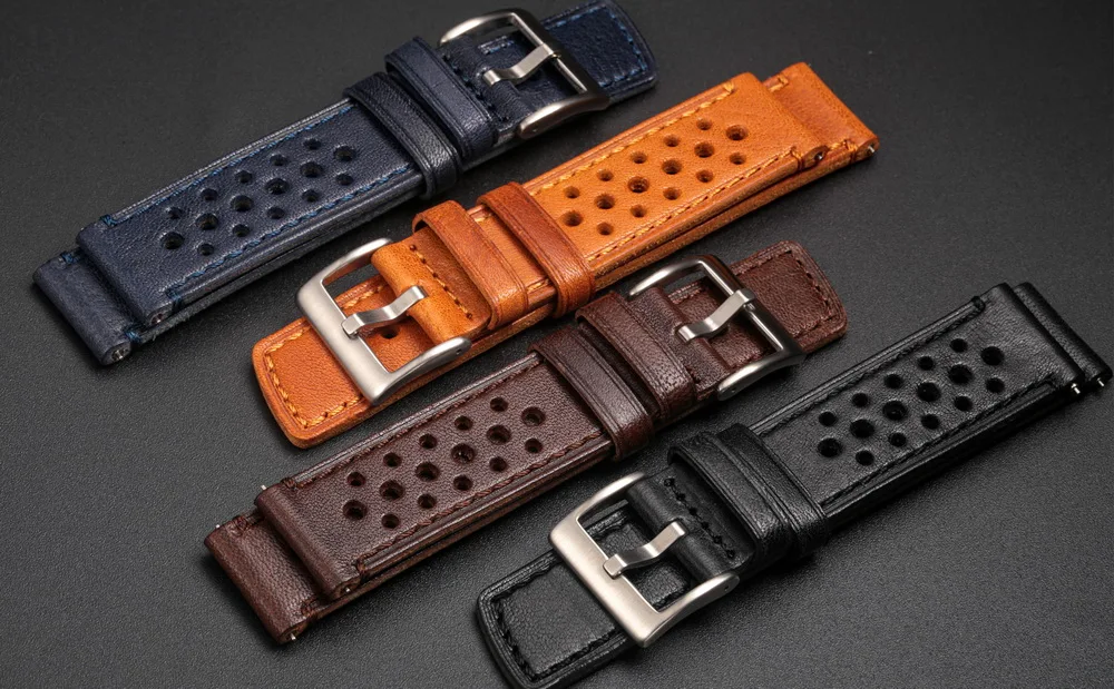 Hemsut Genuine Leather Watch Band Quick Release Italian Cowhide Rrist Straps For Man Soft Breathable 18 20 22 24mm