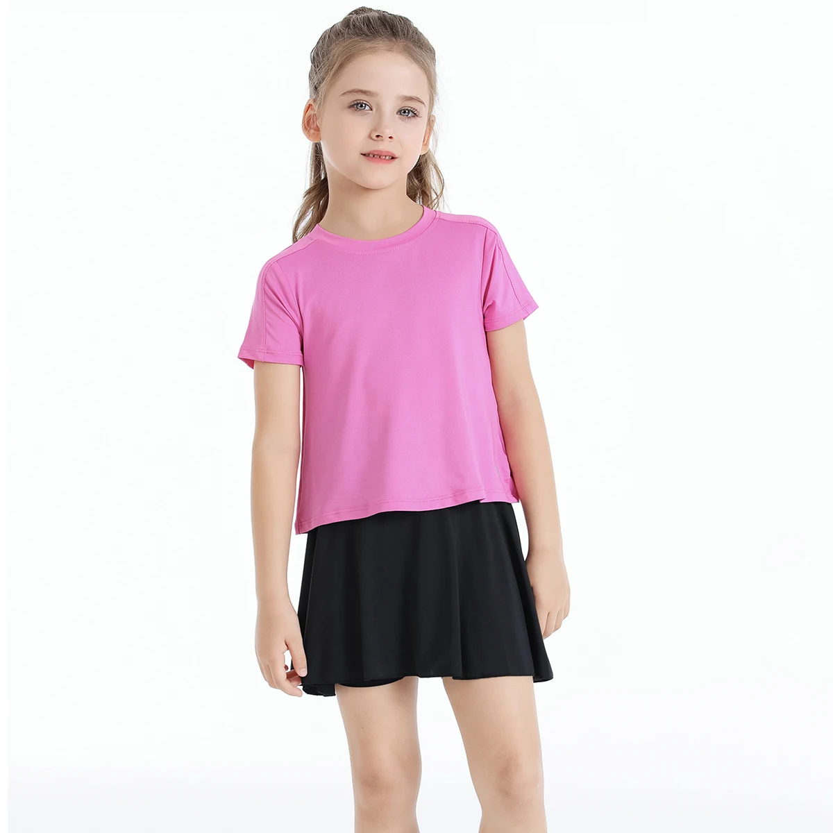 Girls Tennis Athletic Skirt with Side Pocket Shorts High Waist Active Skort for Girls Kids Teen FW103