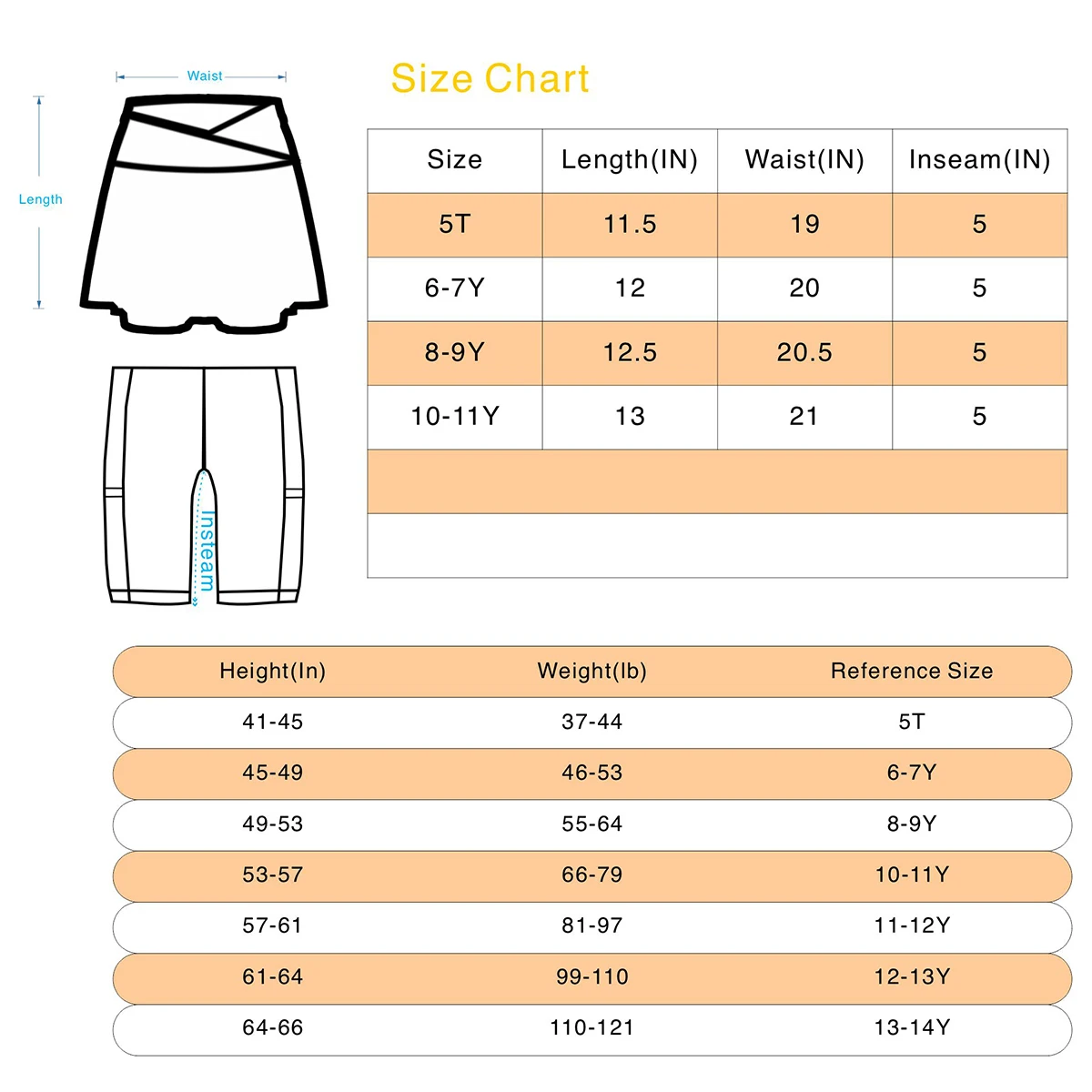 Girls Tennis Athletic Skirt with Side Pocket Shorts High Waist Active Skort for Girls Kids Teen FW103