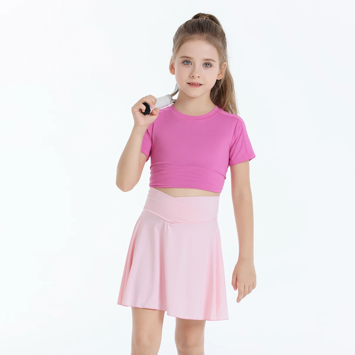 Girls Tennis Athletic Skirt with Side Pocket Shorts High Waist Active Skort for Girls Kids Teen FW103