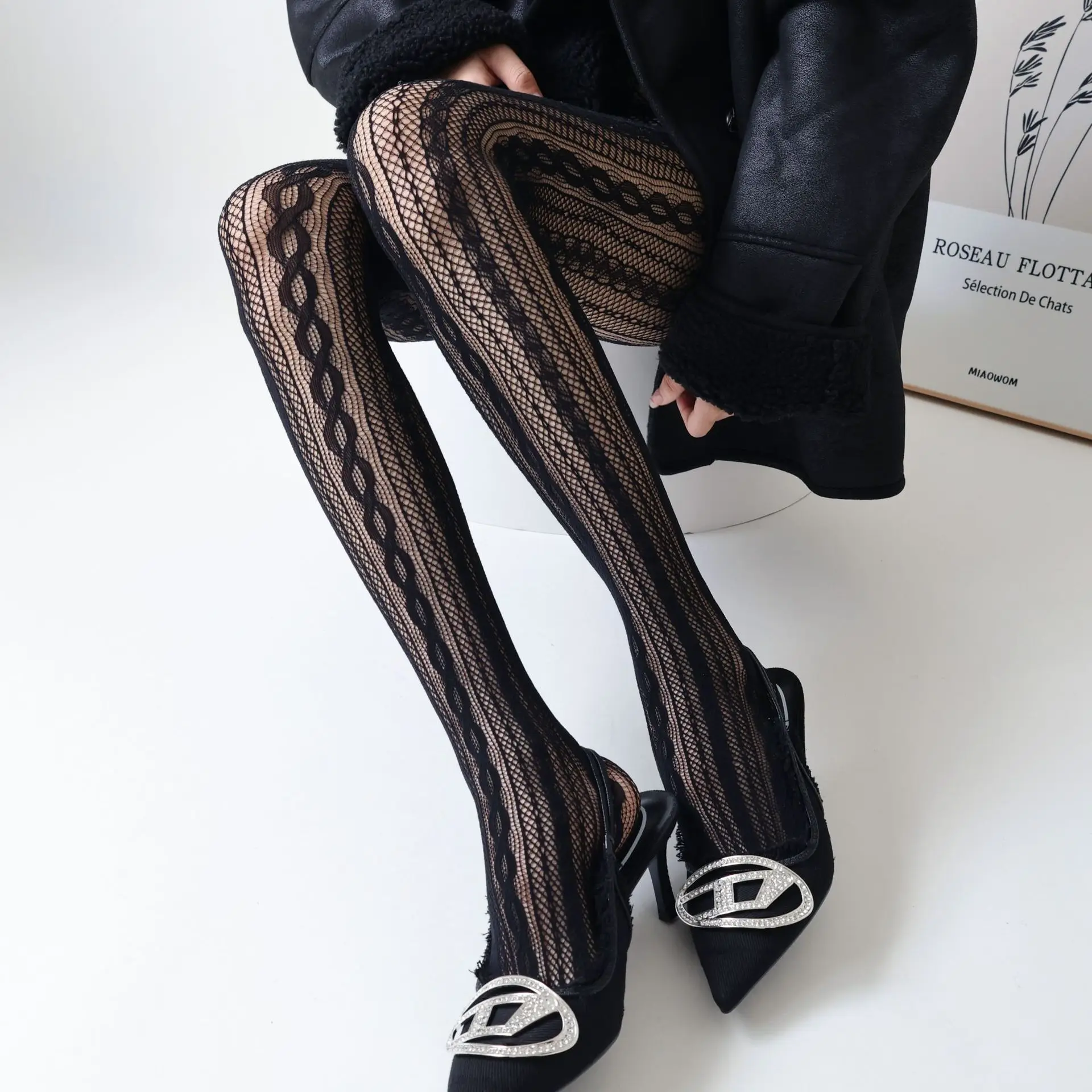 Women Sexy Lace Fishnet Stockings Lolita Hollow Out Solid Pantyhose Women's Irregular Exposed Skin Tights Slim Y2kBody Stockings