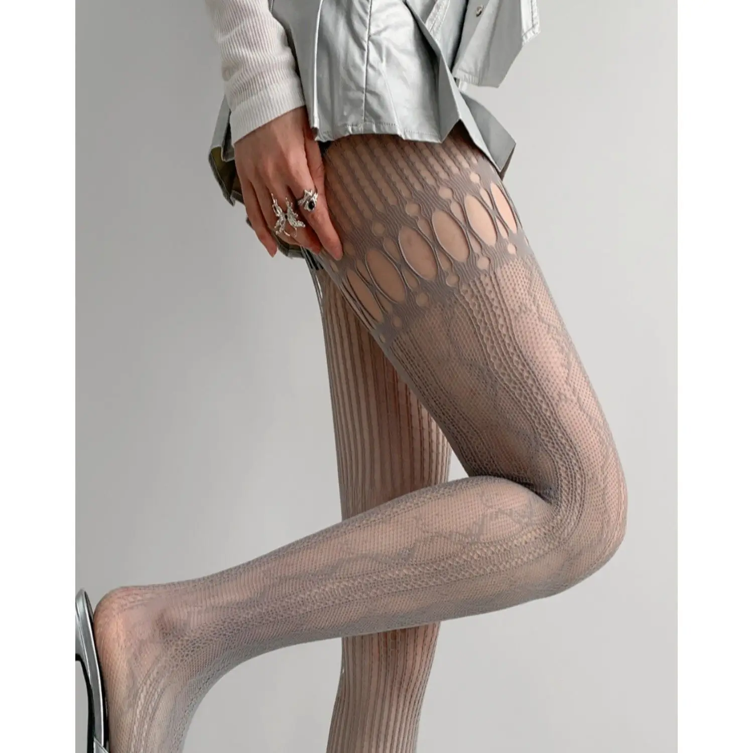 Women Sexy Lace Fishnet Stockings Lolita Hollow Out Solid Pantyhose Women's Irregular Exposed Skin Tights Slim Y2kBody Stockings