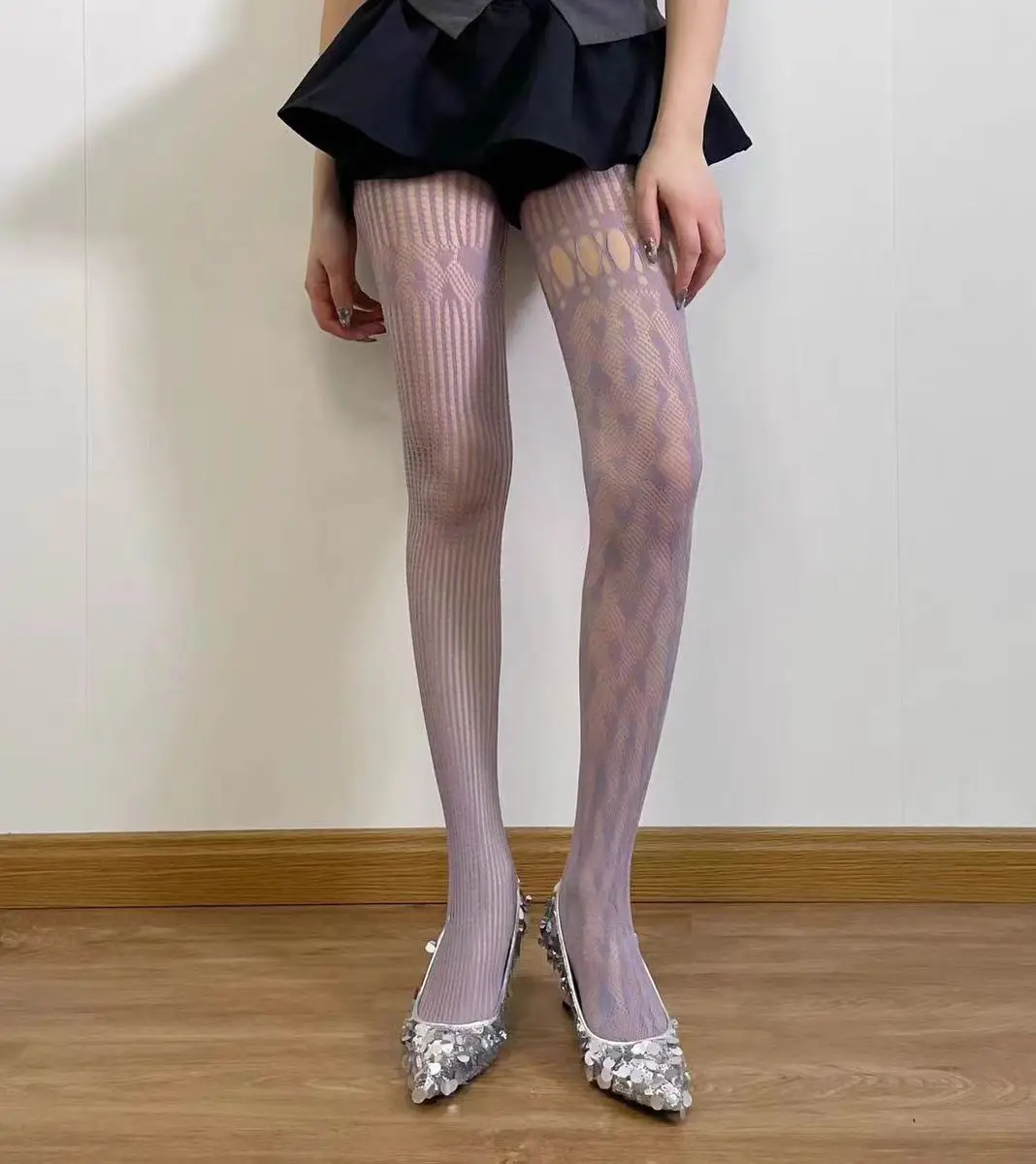 Women Sexy Lace Fishnet Stockings Lolita Hollow Out Solid Pantyhose Women's Irregular Exposed Skin Tights Slim Y2kBody Stockings