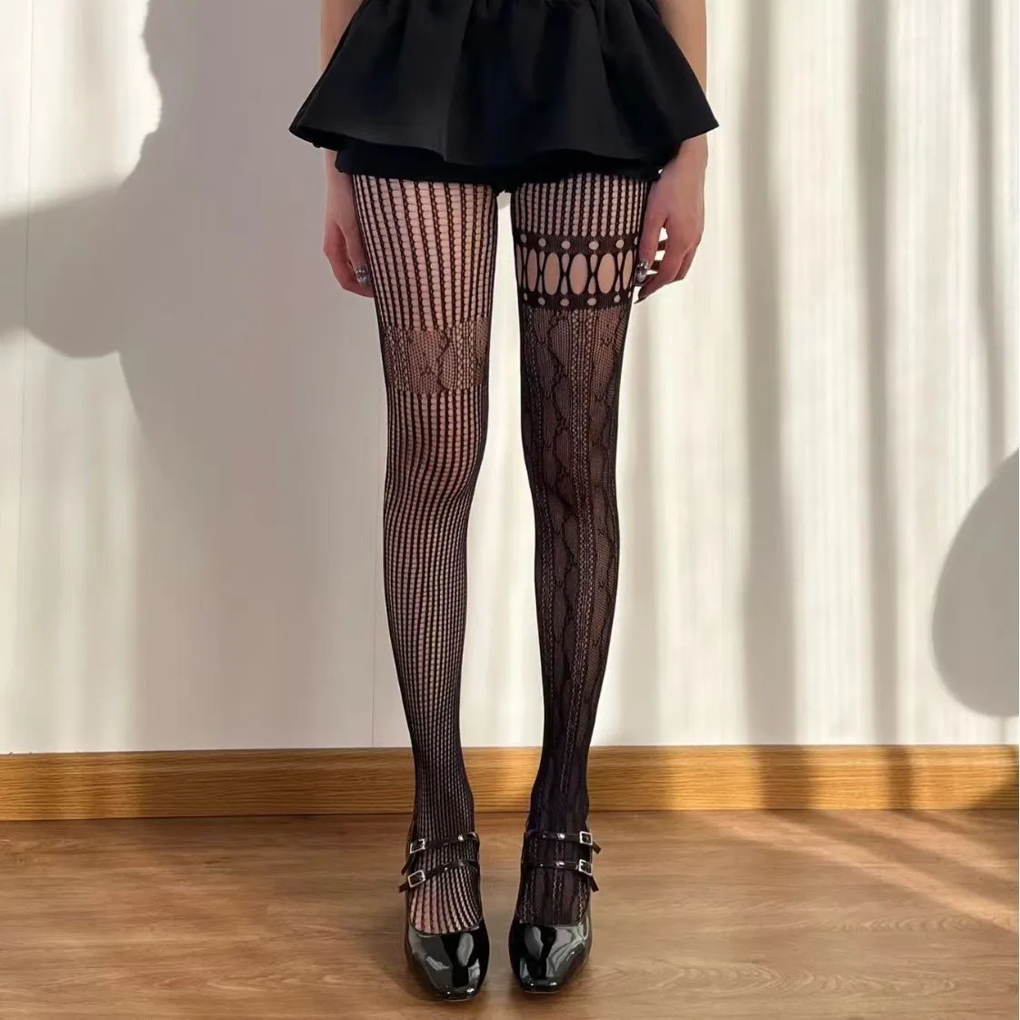 Women Sexy Lace Fishnet Stockings Lolita Hollow Out Solid Pantyhose Women's Irregular Exposed Skin Tights Slim Y2kBody Stockings