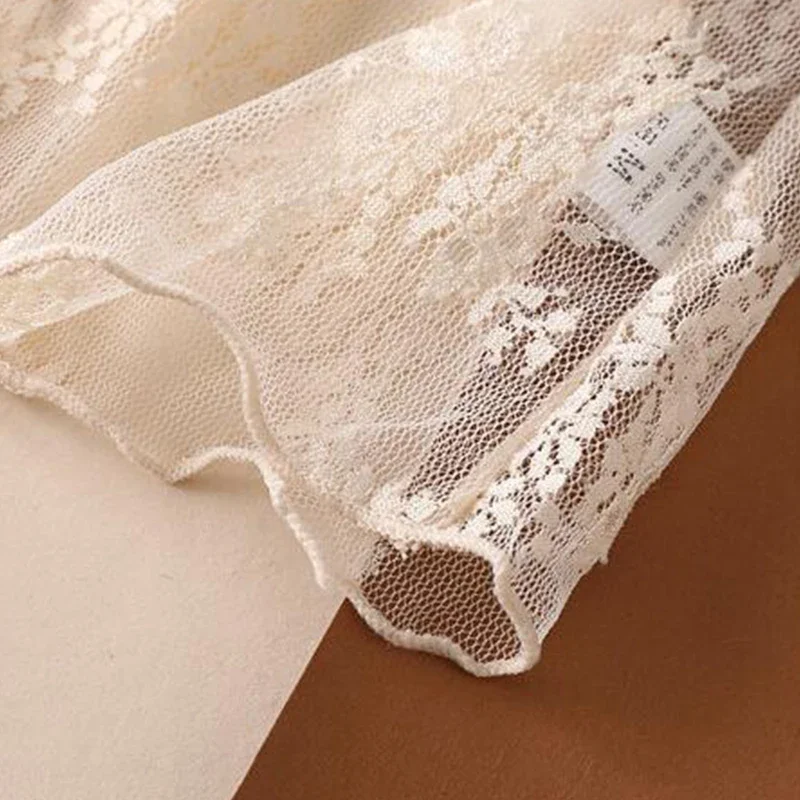 New Women Floral Lace Shirt Spring Autumn Long Sleeve Sexy Mesh Bottoming Shirts Mock Neck Blouse T-Shirt Pullover Top