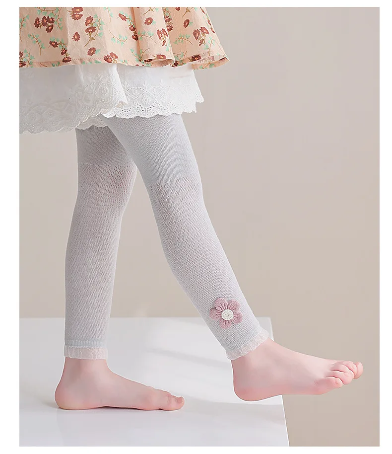 Girls Leggings Kids Hollow Out Pants Summer Children's Clothing Pencil Pants Flower Trousers Korean Style