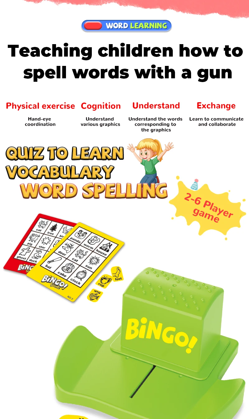 Children's Educational Game Machine, English Word Learning Tool, Intelligence Development, Fun Interactive Table Game