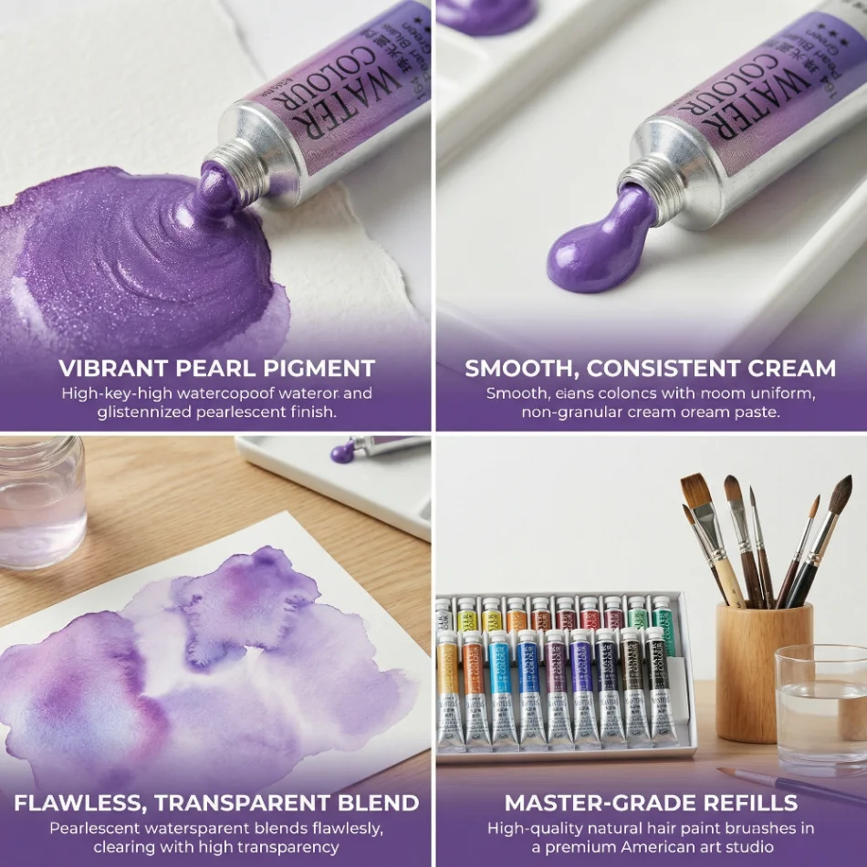 Maries Artist Pearlescent Watercolor Paint Set Student Art Special Stationery Watercolor Packing Color Supplies