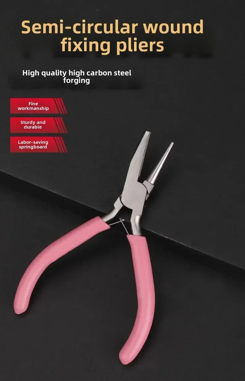 Needle Pliers DIY Hand Accessories Tools, 5 Inch Mini Pliers, Wire Winding Pliers, Jewelry Pliers, Half Groove and Half Round Mo