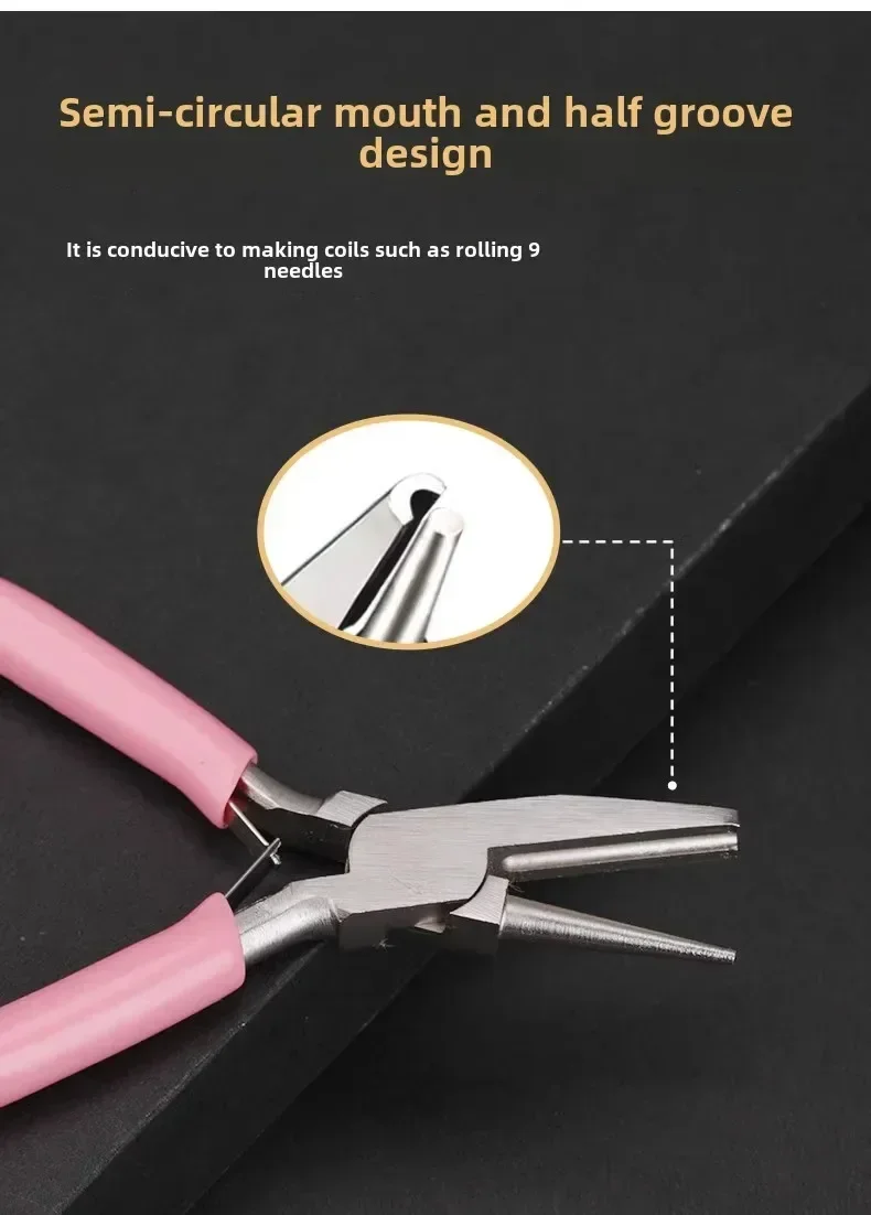 Needle Pliers DIY Hand Accessories Tools, 5 Inch Mini Pliers, Wire Winding Pliers, Jewelry Pliers, Half Groove and Half Round Mo