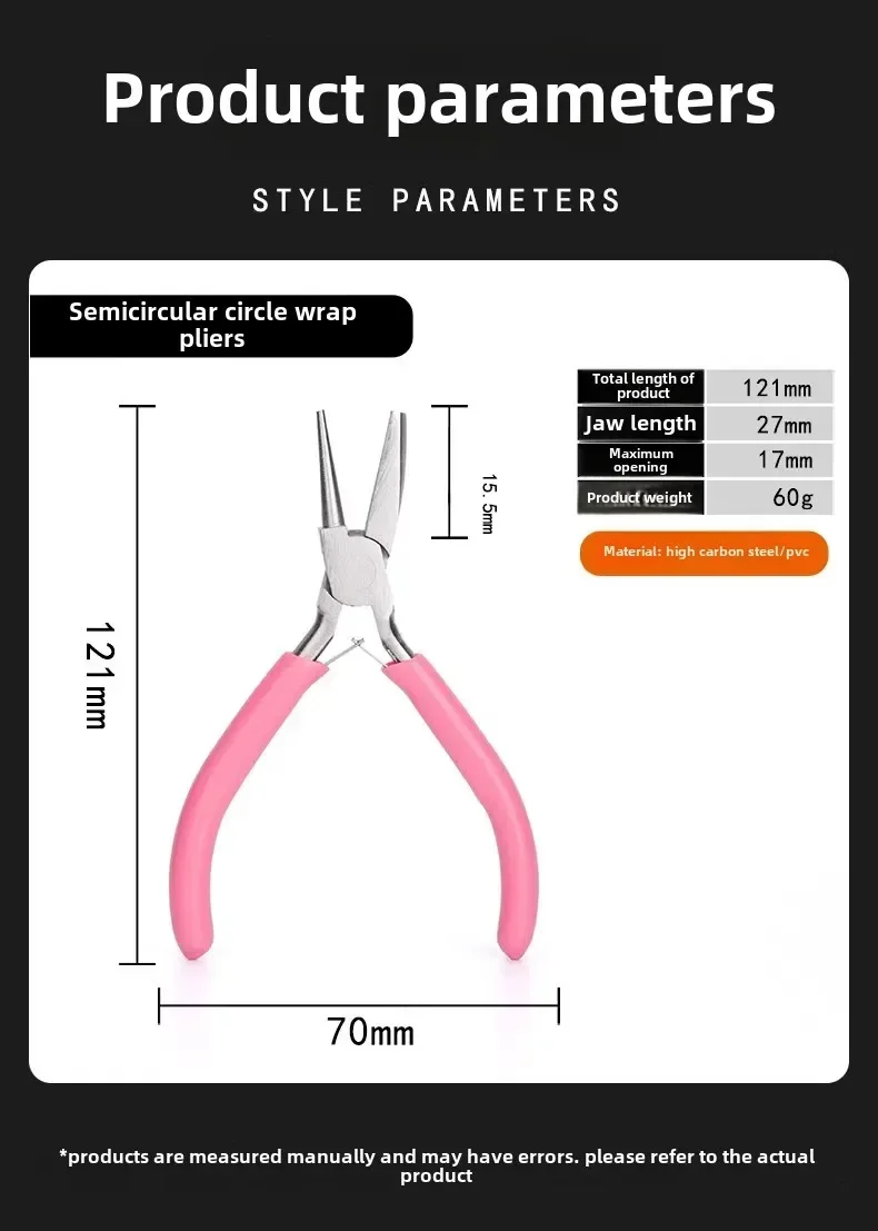 Needle Pliers DIY Hand Accessories Tools, 5 Inch Mini Pliers, Wire Winding Pliers, Jewelry Pliers, Half Groove and Half Round Mo