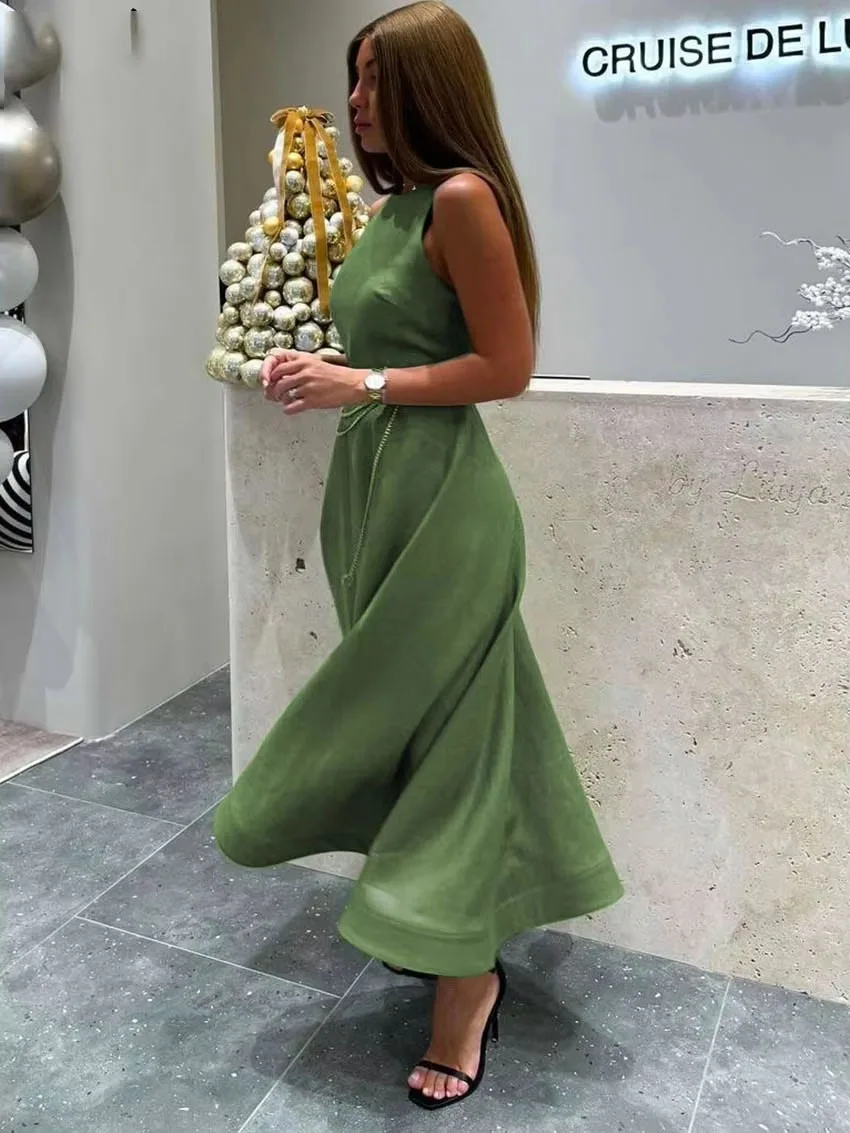 Customized A-Line Prom Dresses Tea-Length O-Neck Sleeveless Evening Gown Simple Draped Fashion Casual Homecoming Dresses