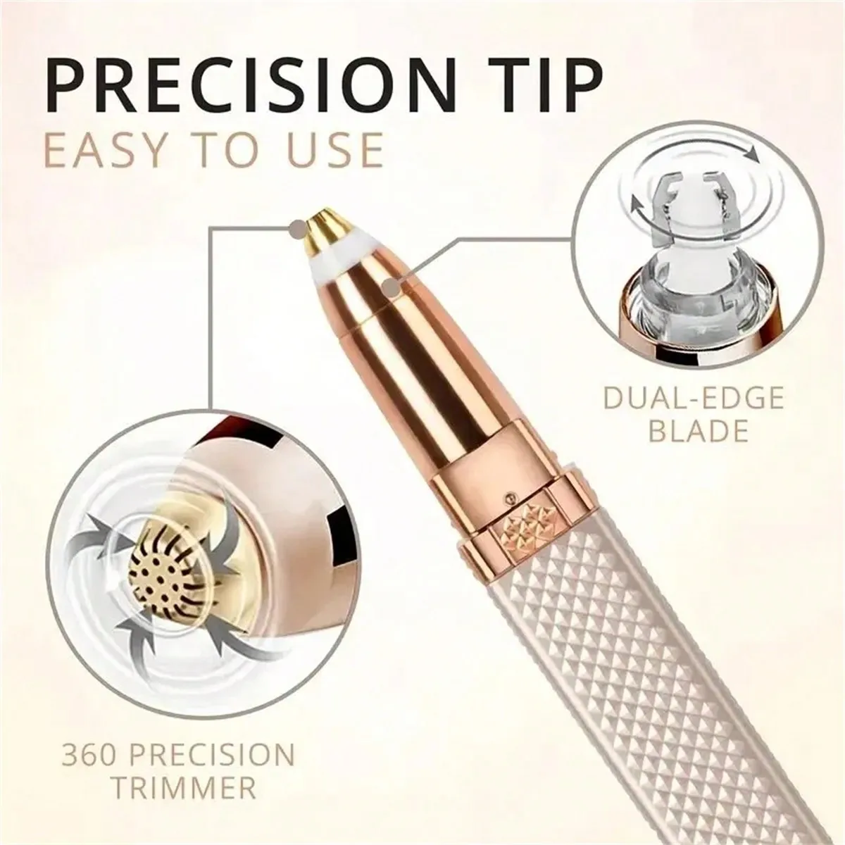 1pc Rechargeable 2-In-1 Eyebrow Razor And Hair Shaver With LED Light - Painlessly Remove Peach Fuzz, Facial Hair, Eyebrows, Lips