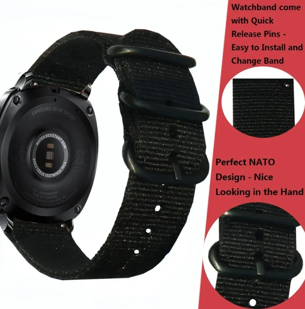 18mm 20mm 22mm 24mm Nylon Fabric Watch Bands Sport Strap For Samsung Galaxy Watch 3 Band Bands Amazfit GTR GTS Huawei GT2