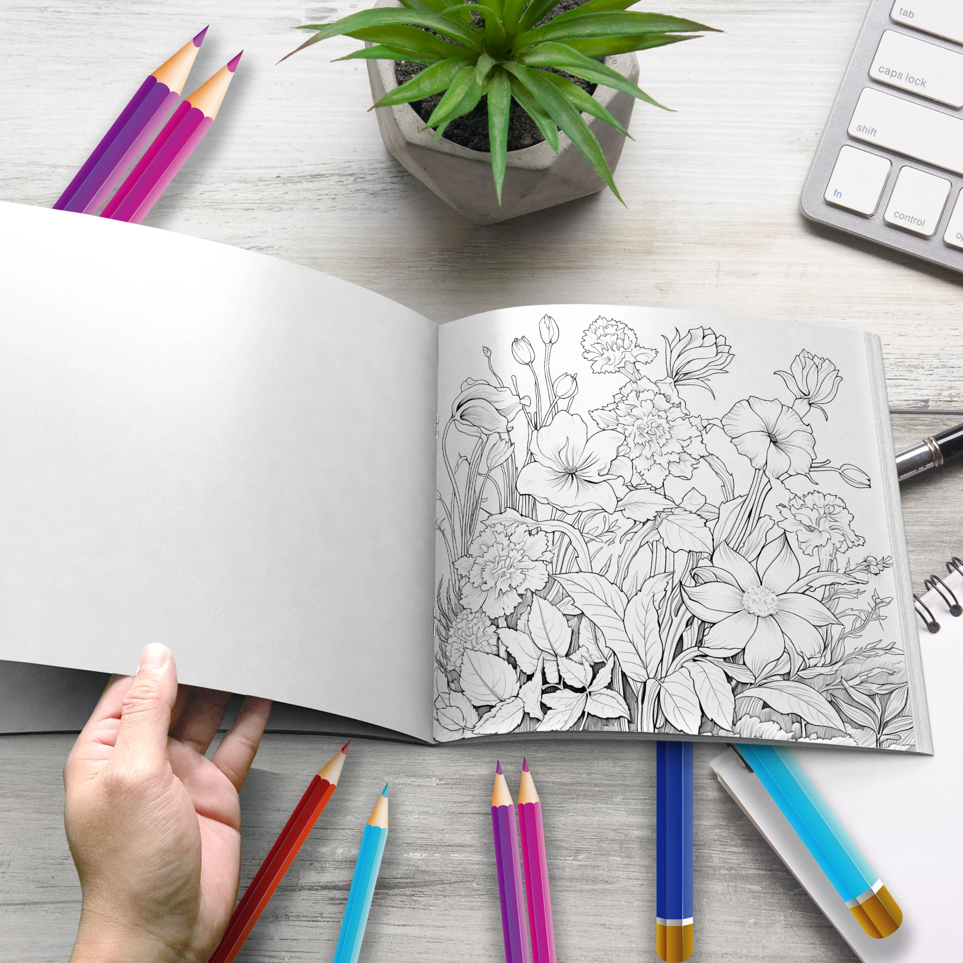 Art Coloring Book 20 Page Relaxing Flower Adult Picture Book Gift For Birthday Party Relieve Stress Kill Time Graffiti Painting