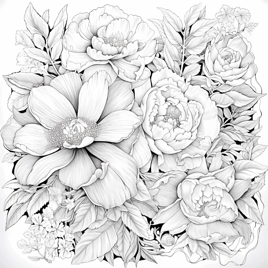 Art Coloring Book 20 Page Relaxing Flower Adult Picture Book Gift For Birthday Party Relieve Stress Kill Time Graffiti Painting