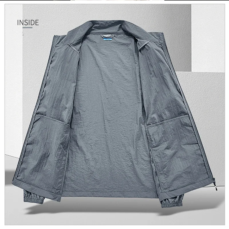 Sunscreen Jacket for Men Summer Thin Lightweight Breathable UV Protection Ice Silk Outdoor Fishing Hiking Sikn Coats