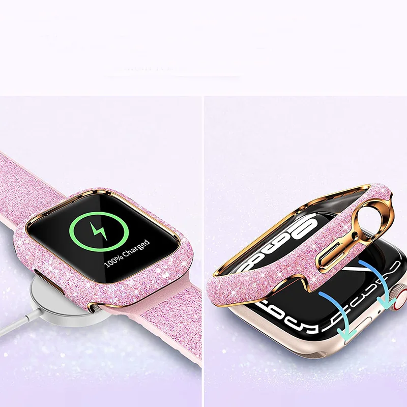 Women Crystal Diamond Case For Apple Watch 11 10 46mm 42mm Screen Glass Protective Shell iWatch 9 8 7 6 5 SE 45mm 41mm 44mm 40mm