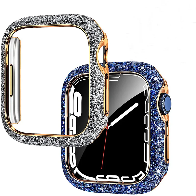 Women Crystal Diamond Case For Apple Watch 11 10 46mm 42mm Screen Glass Protective Shell iWatch 9 8 7 6 5 SE 45mm 41mm 44mm 40mm