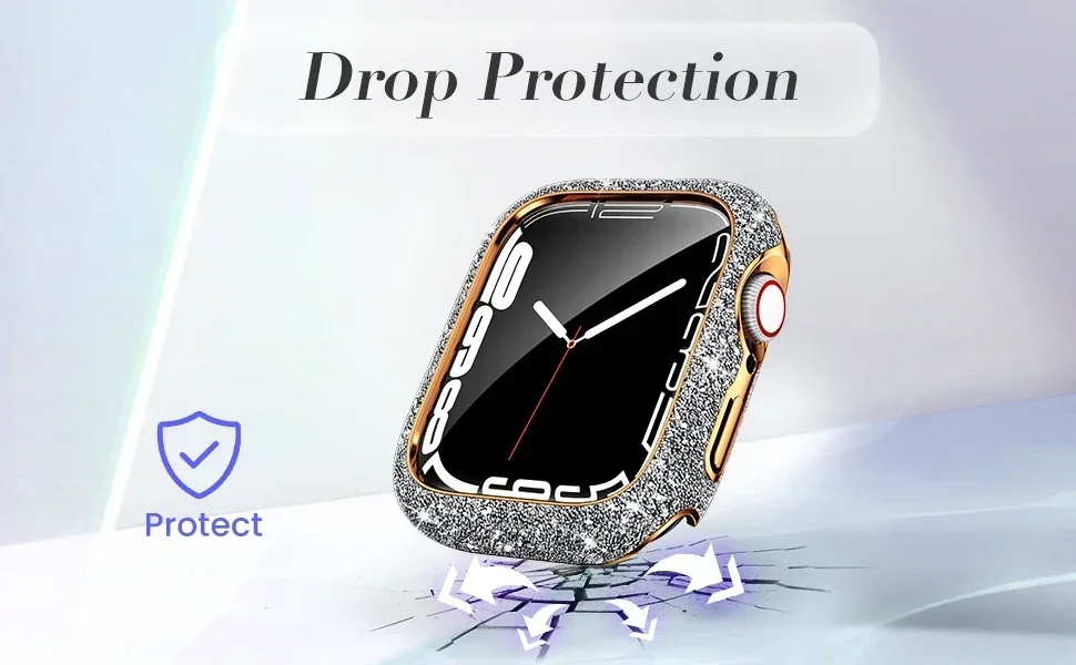 Women Crystal Diamond Case For Apple Watch 11 10 46mm 42mm Screen Glass Protective Shell iWatch 9 8 7 6 5 SE 45mm 41mm 44mm 40mm