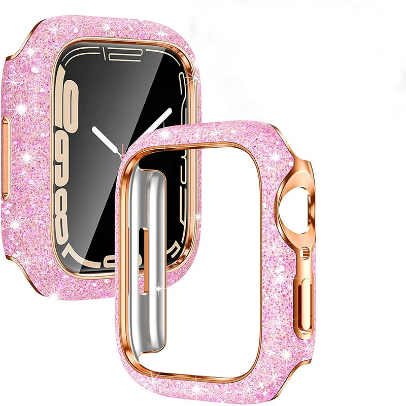 Women Crystal Diamond Case For Apple Watch 11 10 46mm 42mm Screen Glass Protective Shell iWatch 9 8 7 6 5 SE 45mm 41mm 44mm 40mm
