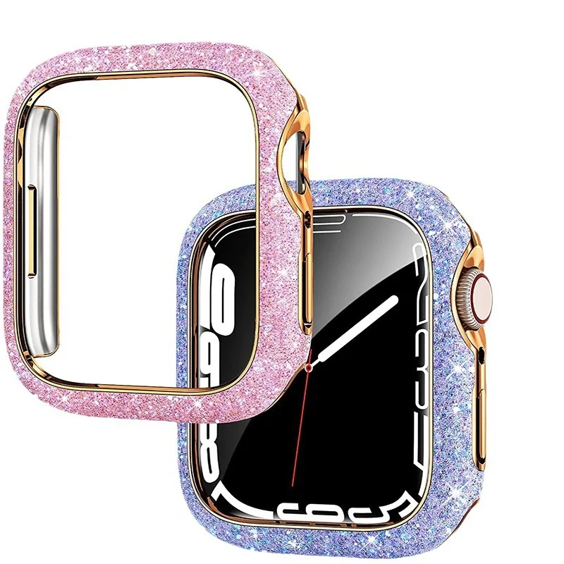 Women Crystal Diamond Case For Apple Watch 11 10 46mm 42mm Screen Glass Protective Shell iWatch 9 8 7 6 5 SE 45mm 41mm 44mm 40mm
