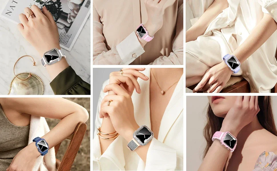 Women Crystal Diamond Case For Apple Watch 11 10 46mm 42mm Screen Glass Protective Shell iWatch 9 8 7 6 5 SE 45mm 41mm 44mm 40mm